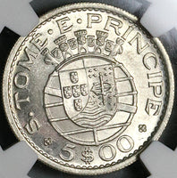1962 NGC MS 65 St Thomas Prince 5 Escudos 88K Portugal Silver Coin (23032403C)