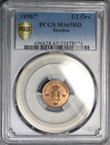 1858/7 PCGS MS 65 RD Sweden 1/2 Ore Oscar I RED Coin POP 1/0 (19032802C)