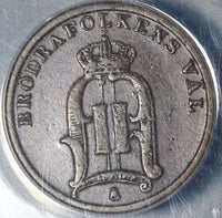 1892 ANACS VF 25 Sweden 1 ore Oscar II Key Date Coin (20010801C)