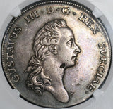 1776 NGC XF Det Sweden Silver Riksdaler Large Cross Dav-1735 Coin (20111801D)