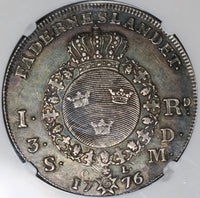 1776 NGC XF Det Sweden Silver Riksdaler Large Cross Dav-1735 Coin (20111801D)