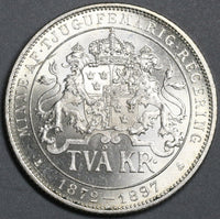 Sweden 2 Kronor Oscar II Reign Commemorative Silver Coin (19091201R)