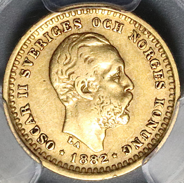 1882-EB PCGS XF 45 Sweden 5 Kronor Gold Oscar II 30k Minted Coin (21100702C)