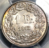 1913 PCGS MS 66 Switzerland 1 Franc Gem BU Swiss Silver Coin (20031501C)