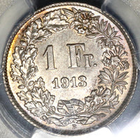 1913 PCGS MS 66 Switzerland 1 Franc Gem BU Swiss Silver Coin (20031501C)