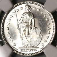 1916 NGC MS 65 Switzerland 1 Franc Mint State Swiss Silver Coin (20010303C)
