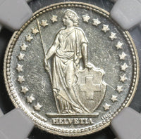 1936 NGC MS 65 PL Switzerland 1 Franc Proof Like Swiss Silver Coin POP 1/0 (20111401C)