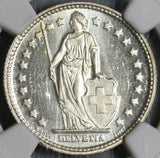 1936 NGC MS 65 PL Switzerland 1 Franc Proof Like Swiss Silver Coin POP 1/0 (20111401C)