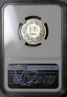 1936 NGC MS 65 PL Switzerland 1 Franc Proof Like Swiss Silver Coin POP 1/0 (20111401C)