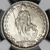 1956 NGC MS 67 Switzerland 1 Franc Mint State Swiss Coin POP 3/0 (21042501D)