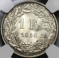 1956 NGC MS 67 Switzerland 1 Franc Mint State Swiss Coin POP 3/0 (21042501D)