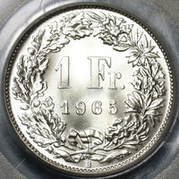 1965 PCGS MS 66 Switzerland 1 Franc Mint State Swiss Coin (19111201C)