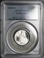 1965 PCGS MS 66 Switzerland 1 Franc Mint State Swiss Coin (19111201C)