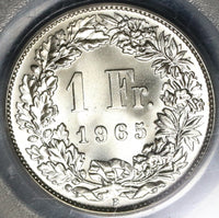 1965 PCGS MS 67 Switzerland 1 Franc Mint State Swiss Coin (19111202C)