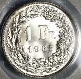 1965 PCGS MS 67 Switzerland 1 Franc Mint State Swiss Coin (19111202C)