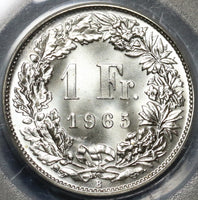 1965 PCGS MS 68 Switzerland 1 Franc Mint State Swiss Coin (19122603C)
