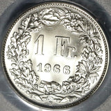 1966 PCGS MS 68 Switzerland 1 Franc Mint State Swiss Coin (20102001C)