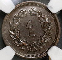 1897 NGC MS 62 Switzerland 1 Rappen Key Date Swiss Coin POP 2/2 (18111901C)