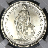 1931 NGC MS 66 Switzerland 2 Francs Mint State Swiss Silver Coin (20012203C)