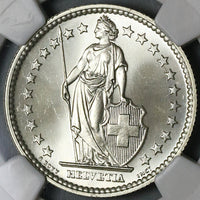 1957 NGC MS 67 Switzerland 2 Francs Swiss Gem Silver Coin POP 6/0 (22020503C)