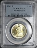 1961 PCGS MS 68 Switzerland 2 Francs Mint State Swiss Gem Coin Pop 4/0 (20102003C)