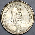 1939 Switzerland 5 Francs UNC William Tell Silver Coin (22082701R)