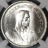 1954 NGC MS 65 Switzerland 5 Francs William Tell Swiss Gem Silver Coin (23011802C)