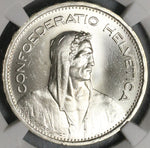 1954 NGC MS 65 Switzerland 5 Francs William Tell Swiss Gem Silver Coin (23011802C)