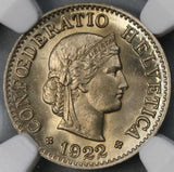 1922 NGC MS 67 Switzerland 5 Rappen Swiss Coin POP 2/0 (19032001C)