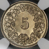 1922 NGC MS 67 Switzerland 5 Rappen Swiss Coin POP 2/0 (19032001C)