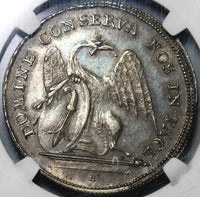 1741 Basel NGC AU 53 1/2 Thaler Dragon City View Swiss Canton Silver Coin (20092802C)