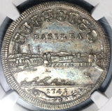 1741 Basel NGC AU 53 1/2 Thaler Dragon City View Swiss Canton Silver Coin (20092802C)