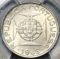 1948 PCGS MS 64 Timor 50 Avos Portugal Colony Mint State Silver Coin (20011303C)