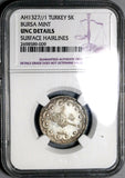 1909 NGC UNC Det Bursa Turkey 5 Kurush Sultan Mint Visit Ottman Silver 1327//1 Coin (22031801D)