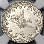 1910 NGC UNC Edirne Turkey 5 Kurush Sultan Mint Visit Ottoman Silver 1327//2 Coin (22031802D)