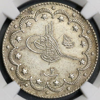 1910 NGC AU 58 Edirne Mint Visit Ottoman Turkey 10 Kurush POP 3/3 (19013002C)