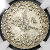 1910 NGC AU 58 Edirne Mint Visit Ottoman Turkey 10 Kurush POP 3/3 (19013002C)