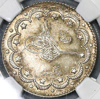 1911 NGC AU 58  Salonika Mint Visit Ottoman Empire Turkey 10 Kurush Rare only 1500 Coins Minted POP 2/3 (19010301C)