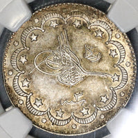 1911 NGC AU 58  Salonika Mint Visit Ottoman Empire Turkey 10 Kurush Rare only 1500 Coins Minted POP 2/3 (19010301C)