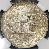 1911 NGC AU 58  Salonika Mint Visit Ottoman Empire Turkey 10 Kurush Rare only 1500 Coins Minted POP 2/3 (19010301C)