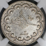 1910 NGC AU D Edirne Mint Visit Ottoman Turkey 10 Kurush Silver Coin (19080302C)