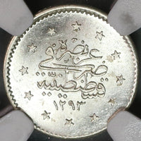 1886 NGC MS 64+ Ottoman Turkey 1 Kurush 1293/11 Silver Coin (19092103C)