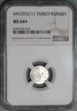 1886 NGC MS 64+ Ottoman Turkey 1 Kurush 1293/11 Silver Coin (19092103C)