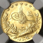 1911 NGC MS 63 Turkey GOLD 25 Kurush Ottoman Empire 1327/3 Mint State Coin POP 2/1 (20110601C)