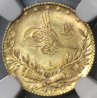 1912 NGC MS 66 Turkey GOLD 25 Kurush 1327/4 Mint State Ottoman Empire Coin POP 1/0 (19031701D)