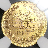1912 NGC MS 66 Turkey GOLD 25 Kurush 1327/4 Mint State Ottoman Empire Coin POP 1/0 (19031701D)