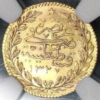 1912 NGC MS 66 Turkey GOLD 25 Kurush 1327/4 Mint State Ottoman Empire Coin POP 1/0 (19031701D)