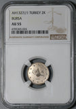 1909 NGC AU 55 Bursa Mint Visit Turkey 2 Kurush Rare Coin 13K Minted (20092603C)