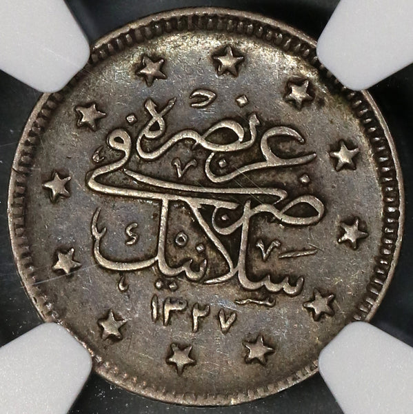 1911 NGC XF 40 Salonika Mint Visit Turkey 2 Kurush 1327//3 Coin 13K Ottoman Empire  (19012002C)