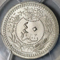 1916 PCGS MS 64 Turkey 40 Para 1327/8 Ottoman Empire Sultan Coin (22102301C)